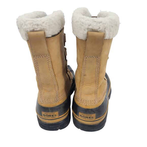 Sorel Women's Caribou Suede Nylon Boots Brown Leather Waterproof Size 8 - Picture 2 of 6